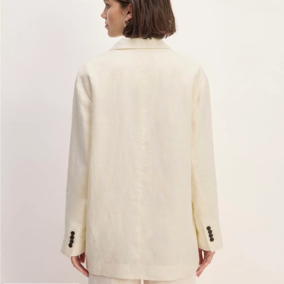 Everlane linen double breasted relaxed fit blazer cream / bone size 0 new - Picture 10 of 10